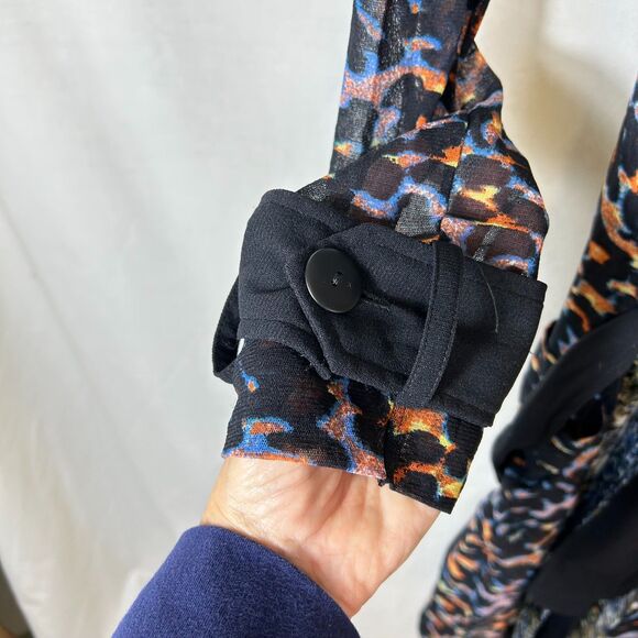 Petit Pois Couture NWT Multi Color Animal Print Semi-Sheer Duster Coat Top Sz L - Picture 7 of 16